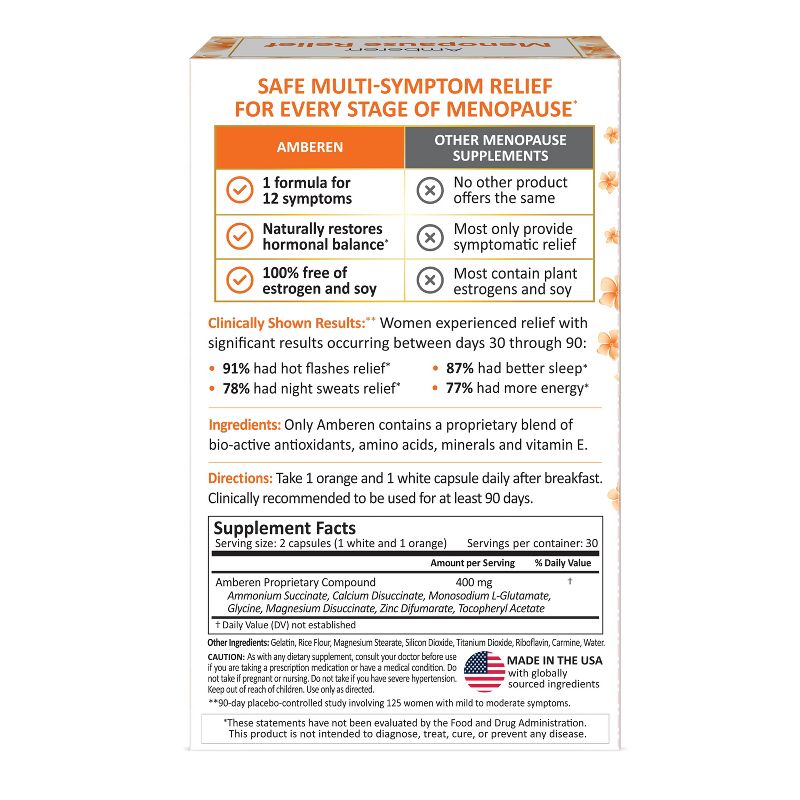 Amberen Menopause Relief Dietary Supplement Capsules - 60ct
