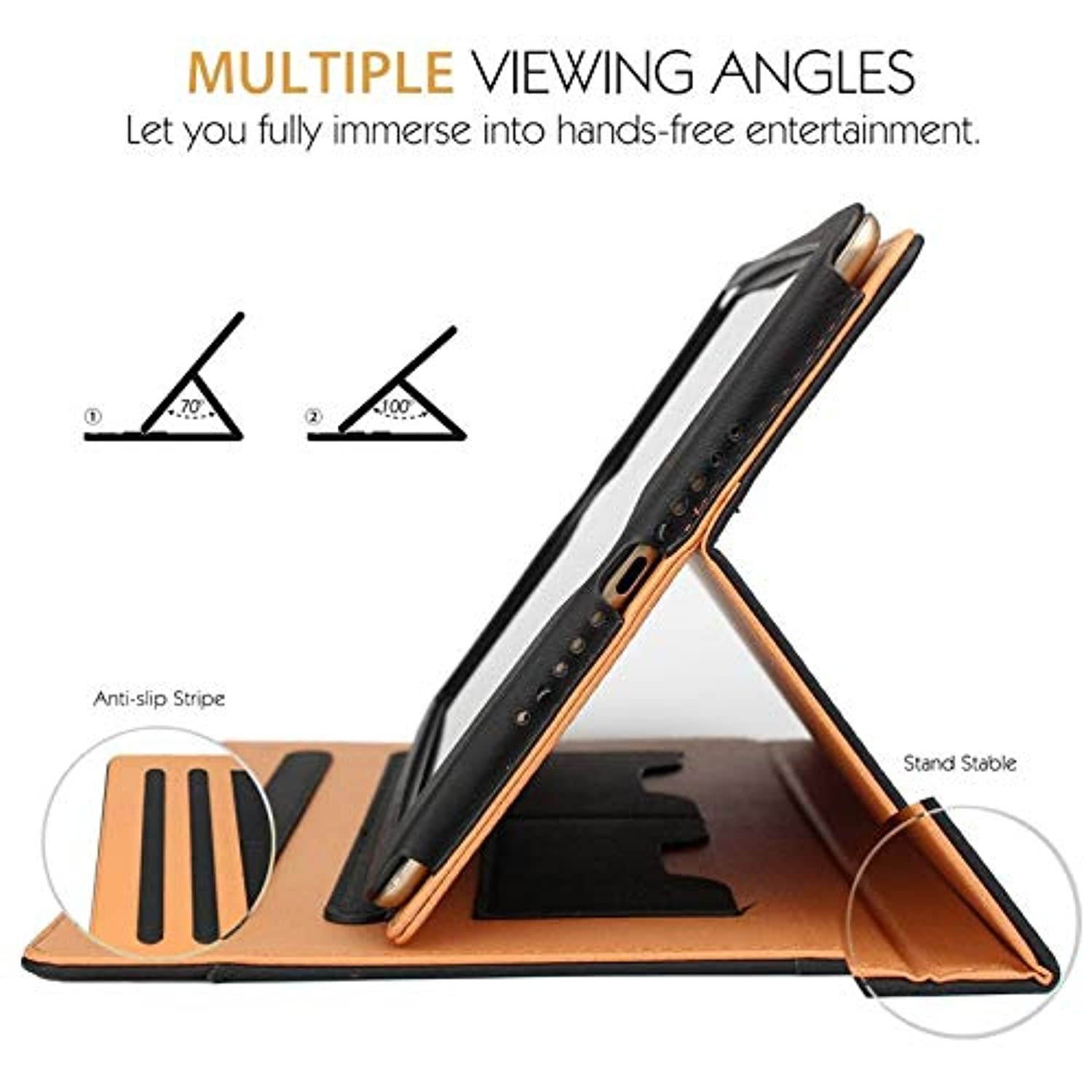 S-Tech Case for Apple iPad Pro 11 Inch 2018 Model, Black and Tan Soft Leather Wallet Smart Cover with Sleep/Wake Feature Flip Folio Stand Pro 11" Case