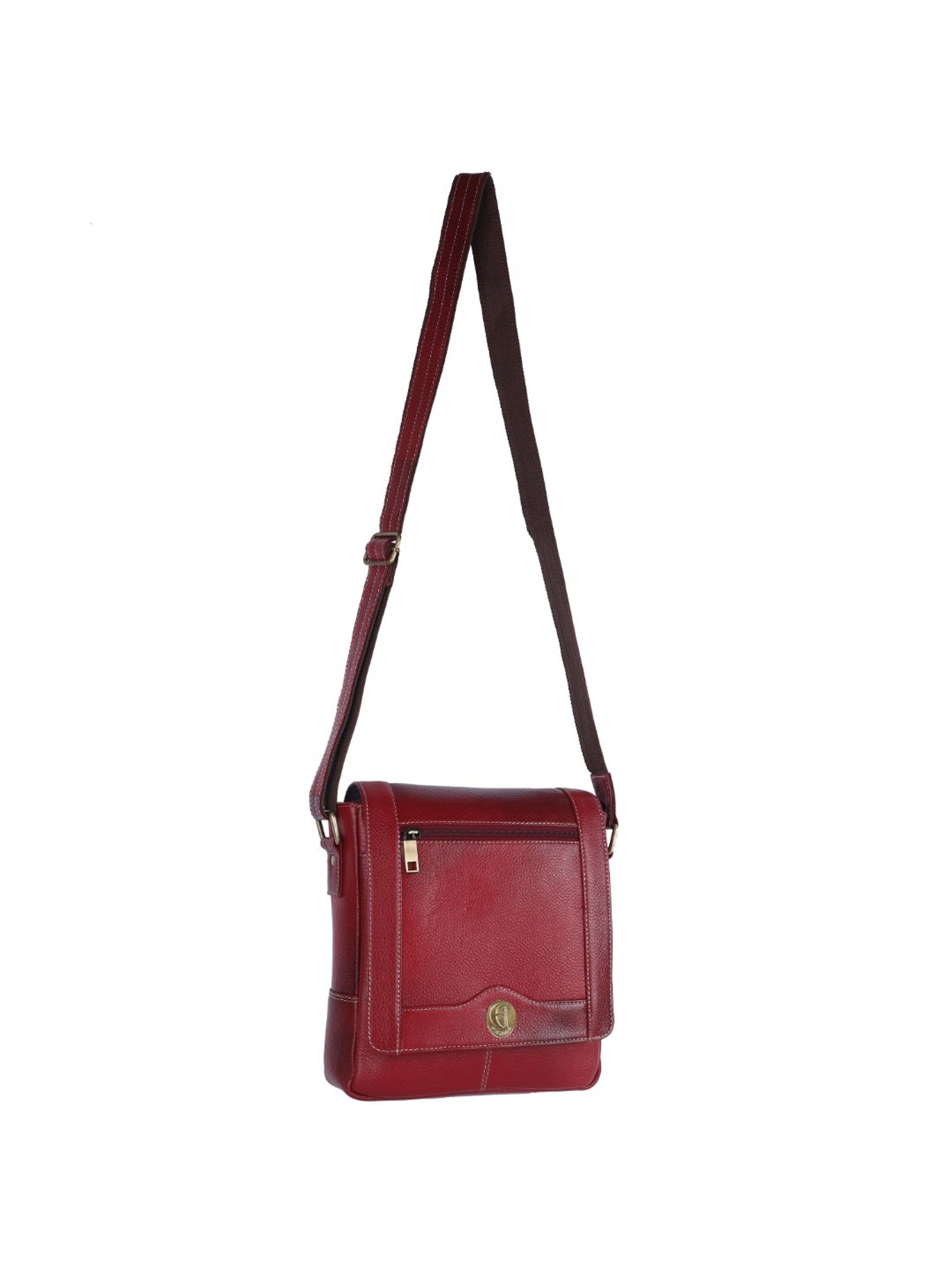 HiLEDER Pure Genuine Leather Messenger Shoulder Sling Cross Body Office Bag for Men and Women,Maroon