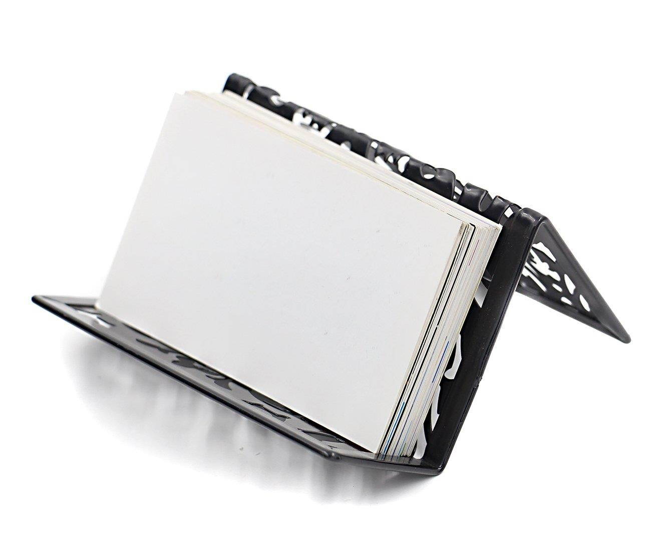 EasyPAG 5 in 1 Desk Organizer Set Hollow Flower Pattern Design- File Holder,Letter Sorter, Pen Holder,Business Card Holder and Stick Note Holder -Black