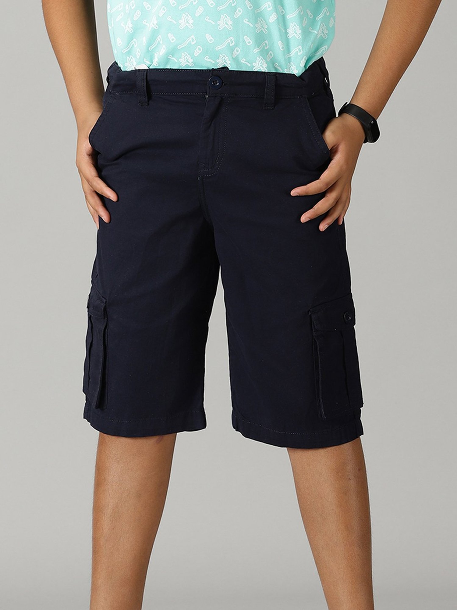 Kiddopanti Kids Navy Solid Shorts