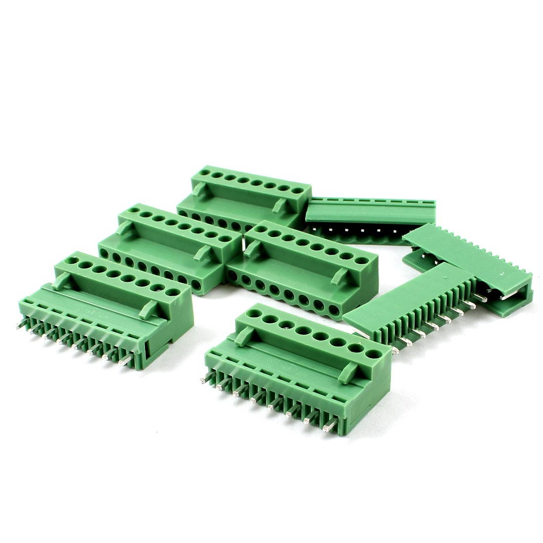 Unique Bargains 5 Set AC 300V 10A 3.96mm Spacing 8 Pin Screw Pluggable Terminal Block Green
