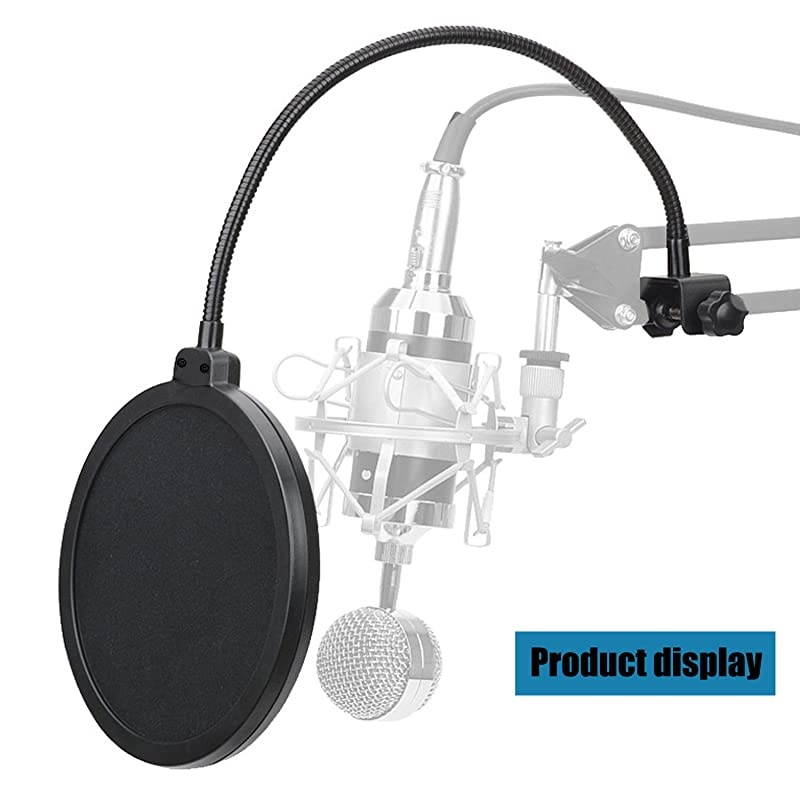 Pc Microphone Pop Filter Mask Shiled For Blue Yeti Dual Layer Mesh Mic Filters Wind Pop Screen With Flexible 360&deg;Gooseneck Clip 2 Pcs Mic Cover Foam
