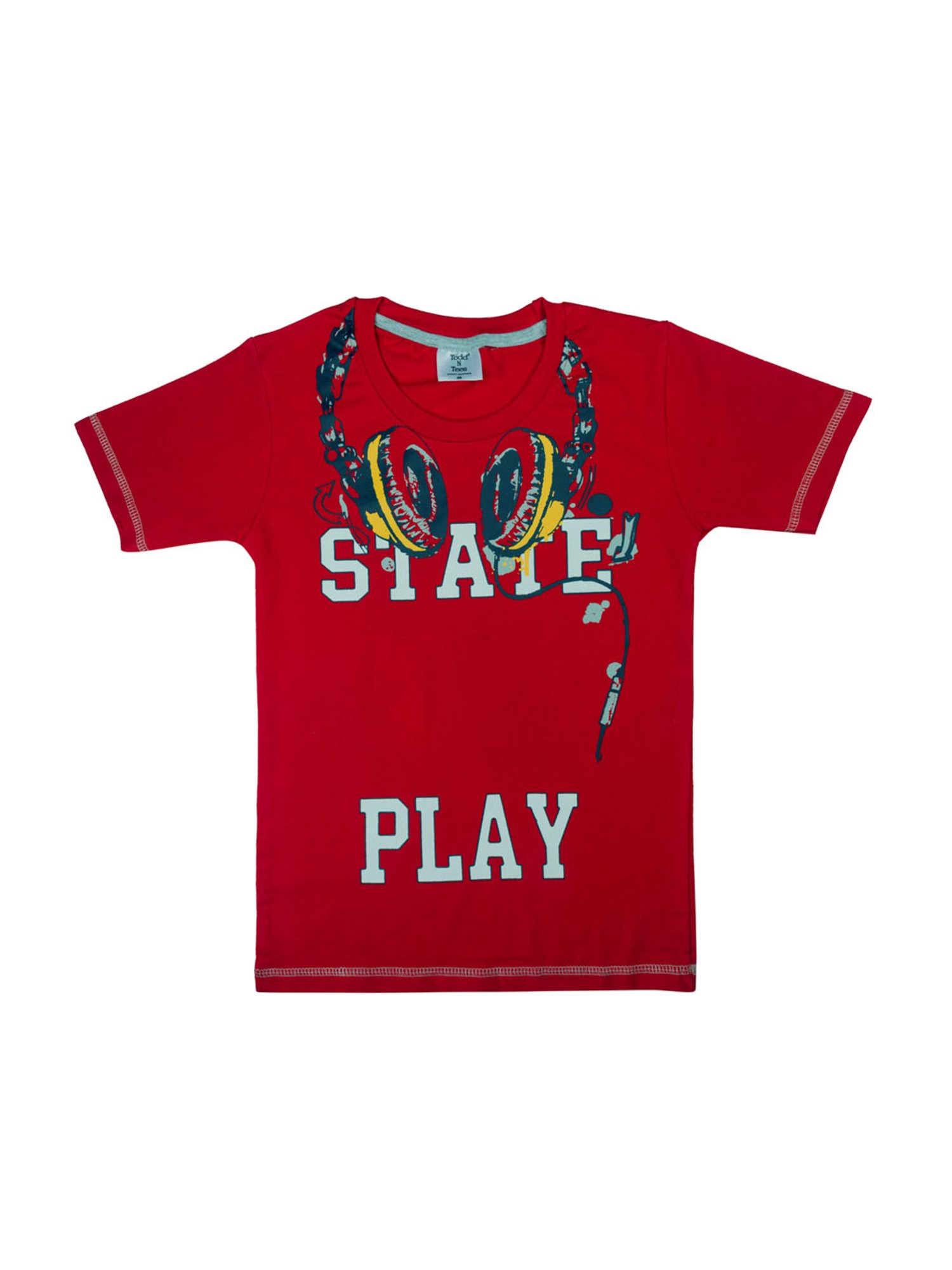 Todd N Teen Kids Printed Red & Grey T-Shirt with Joggers