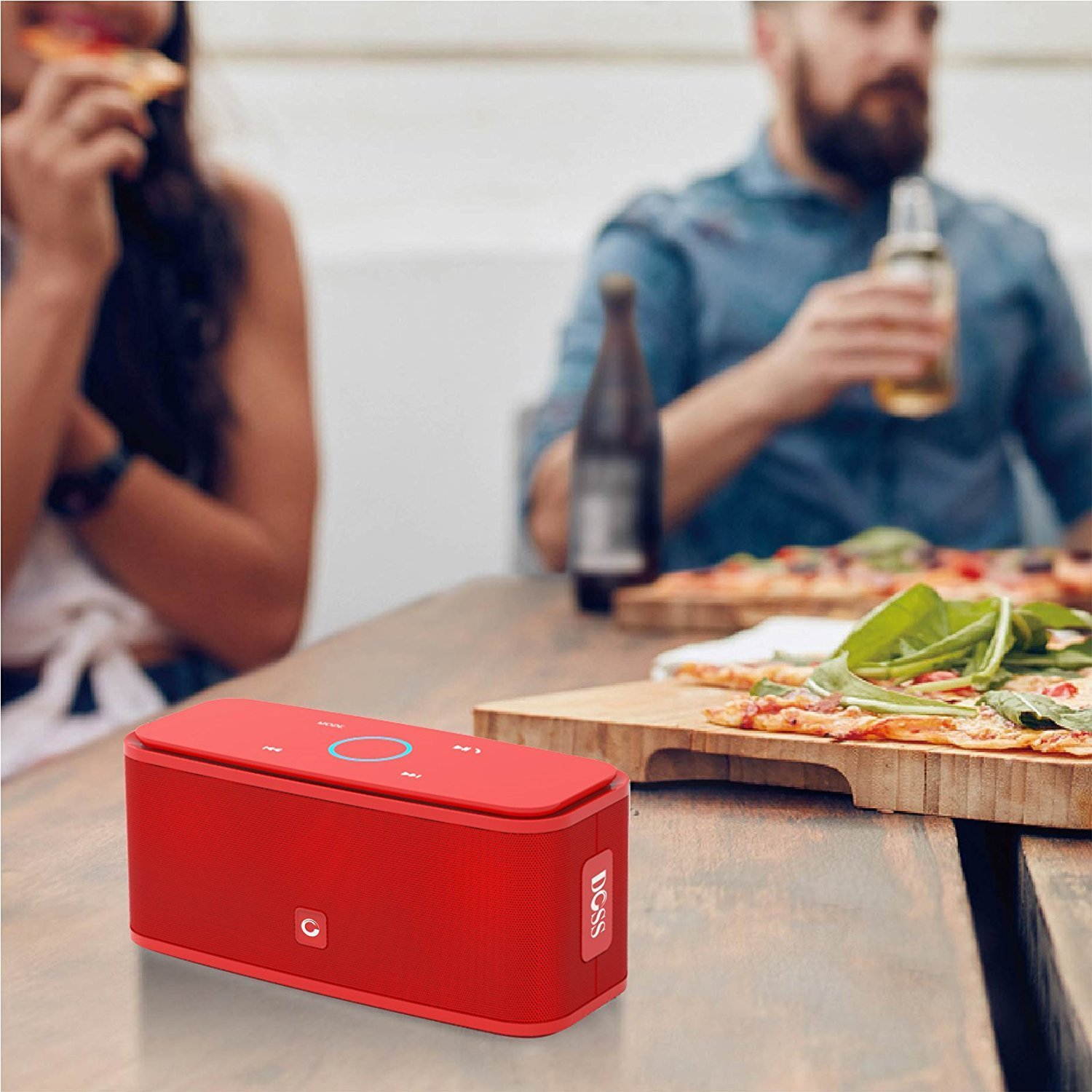 DOSS SoundBox Portable Wireless Bluetooth 4.0 Touch Speakers with 12W HD Sound and Bold Bass [Red]