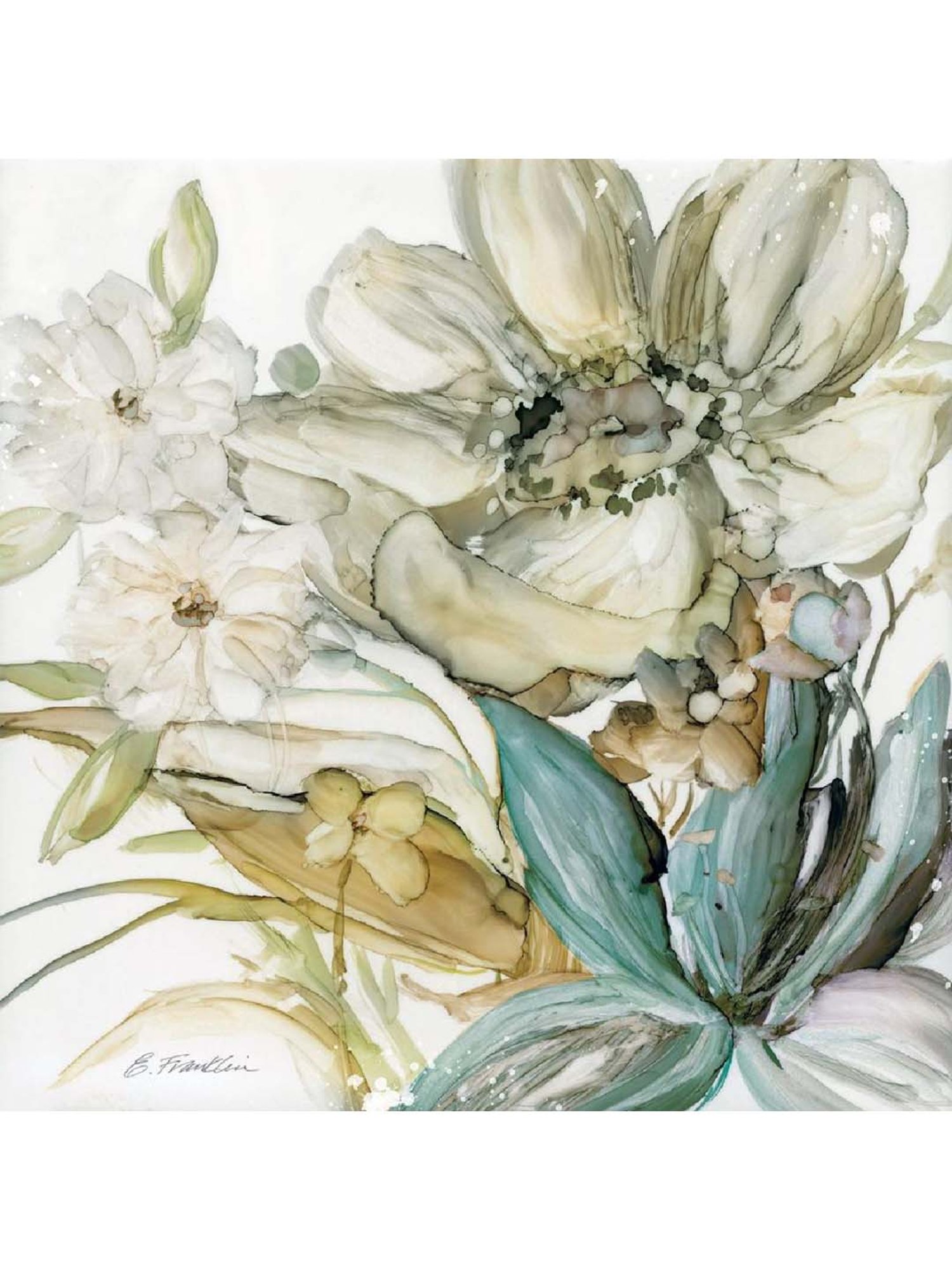 ARTE'VENUE Seaglass Garden Blue & Green Canvas Wall Arts - Set of 3 (10 X 10 inch Each)