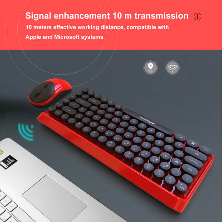 Round Cap 2.4G Wireless Keyboard and Mouse Set 3 Files DPI Adjustable