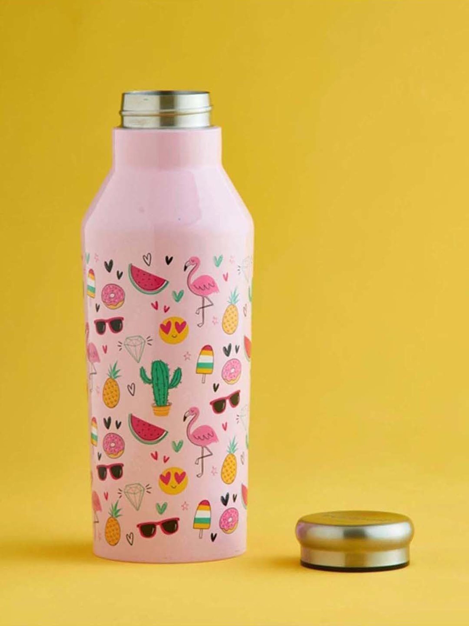 Typhoon Pure Kids Emoji Pink Stainless Steel Water Bottle (0.6 L)