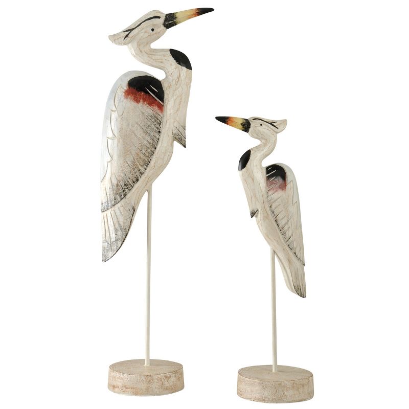 Decorative Accent Bird Set of 2 - White / Brown