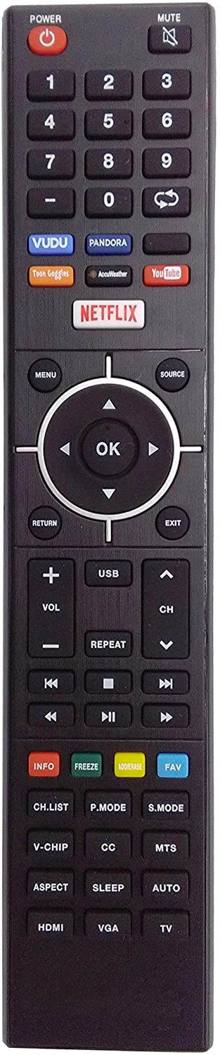 TV Remote fit for Element 4K Smart E4SJ5516H ELEFJ322S ELSFS422 E4SFC421 E4SFC551 E4SFT551 Elst3216h E4SFC651 ELEFS403S ELSFS502 E4S4316H LED TV Remote Control with VUDU Netflix Keys E4ST4316H