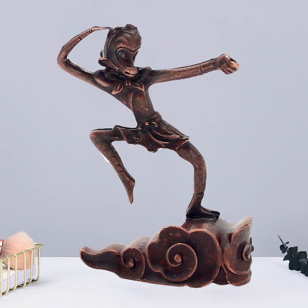 Retro Zen Monkey Incense Burner Plating Copper Incense Inserted Creative Aroma Therapy Burner Ornament for Home Tearoom Hotel Use (Return of the Great Saint)