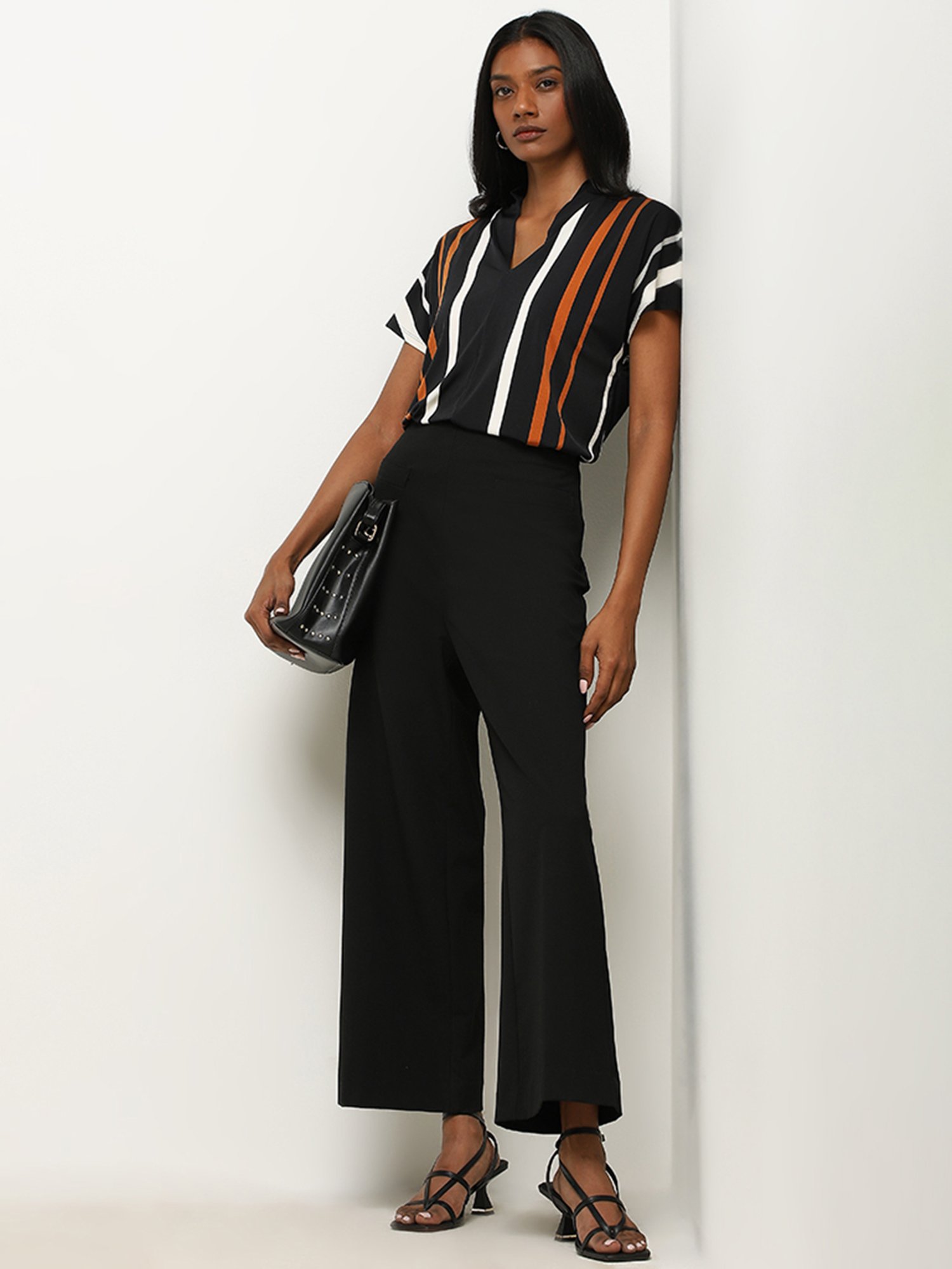 Wardrobe by Westside Black Stripe Printed Top