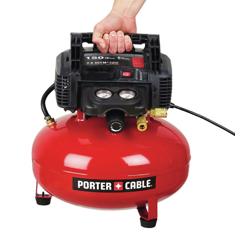 Porter-Cable C2002R 0.8 HP 6 Gallon Oil-Free Pancake Air Compressor