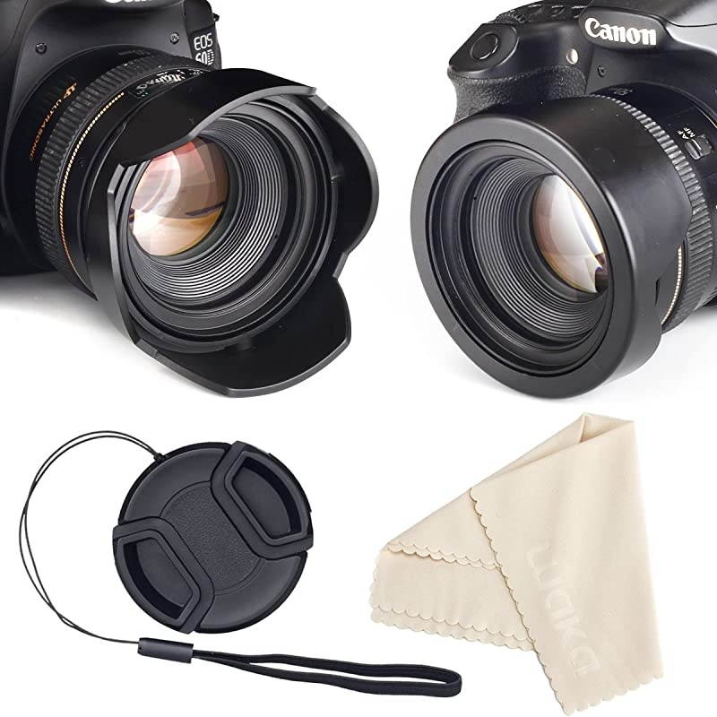 72mm Reversible Tulip Flower Lens Hood Set, Unique Design Camera Lens Hood for Canon Nikon Sony DSLR + Center Pinch Lens Cap with Cap Keeper Leash + Microfiber Cleaning Cloth