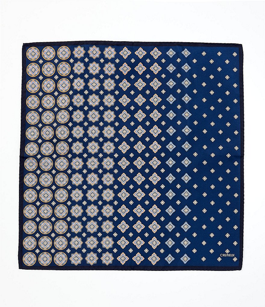 Cremieux Caveni Medallion Silk Pocket Square