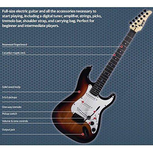 LyxPro Full Size Electric Guitar with 20w Amp, Package Includes All Accessories, Digital Tuner, Strings, Picks, Tremolo Bar, Shoulder Strap, and Case Bag Complete Beginner Starter kit Pack
