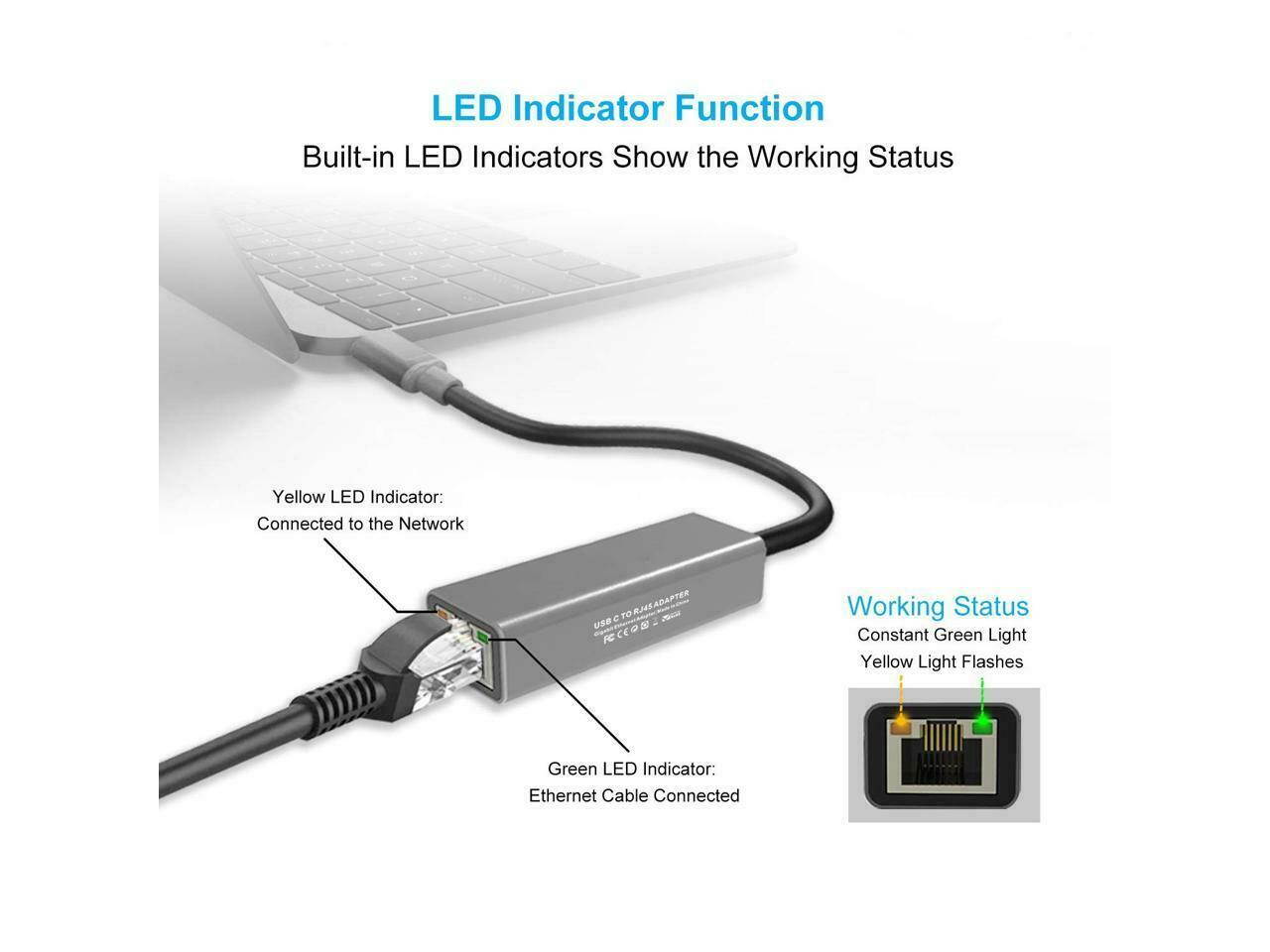 USB C to Ethernet Adapter, 1gb Gigabit 100M 1000M RJ45 LAN Network Adapter Compatible MacBook Pro (Thunderbolt 3), 2018 2019 iPad Pro & Mac Air, Surface Book 2/Go, Chromebook 13/15, More (Space Gray)