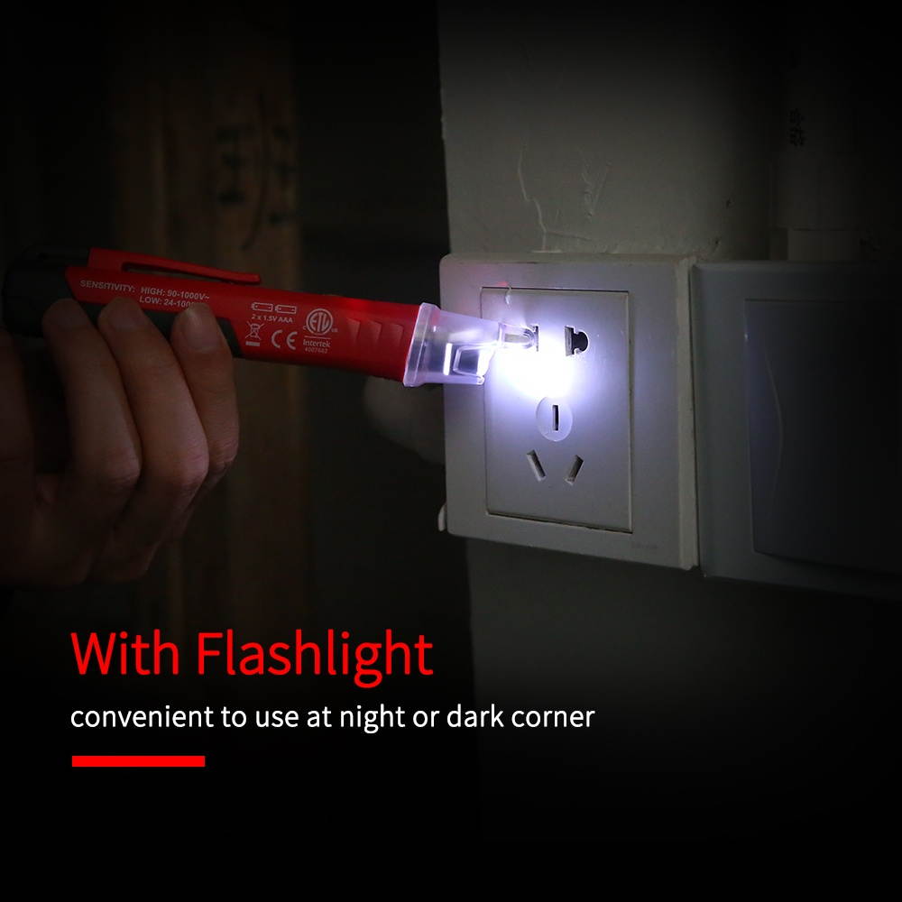 UNI-T Portable Non-contact AC Voltage Tester Pen Shaped V~Alert Detector with Sound and Light Alarm and LED Flashlight