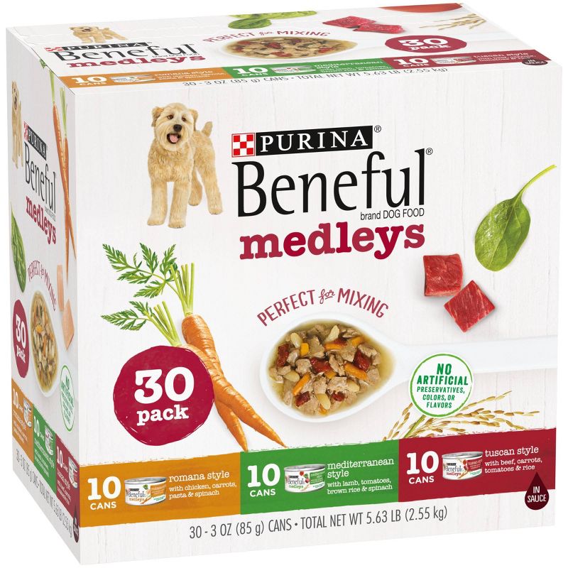 Purina Beneful Medleys Romana, Mediterranean & Tuscan Style Wet Dog Food - 3oz/30ct Variety Pack