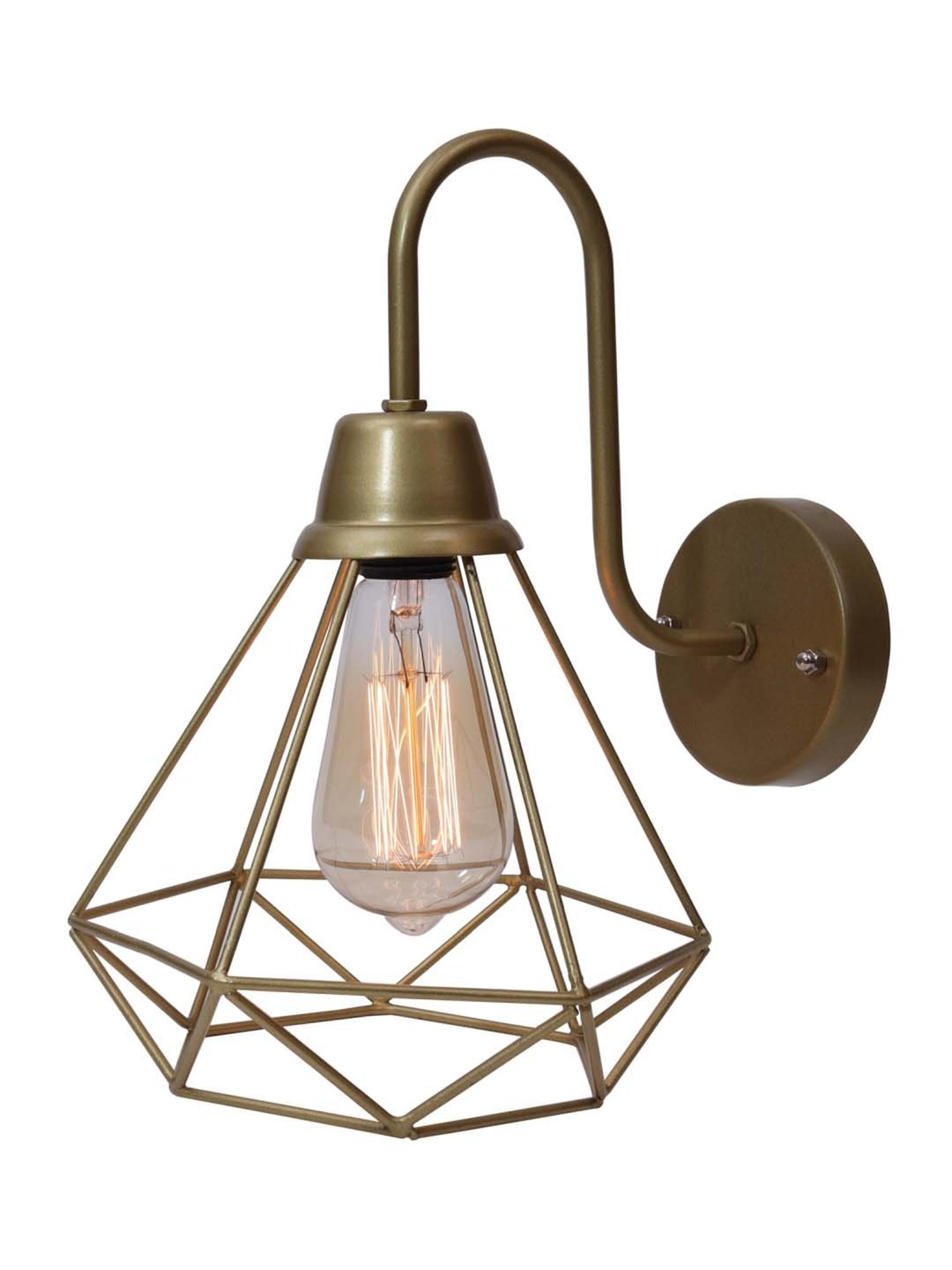 Homesake Golden & Transparent Metal Cage Vanity Wall Lamp - Set of 2 (Bulb not included)