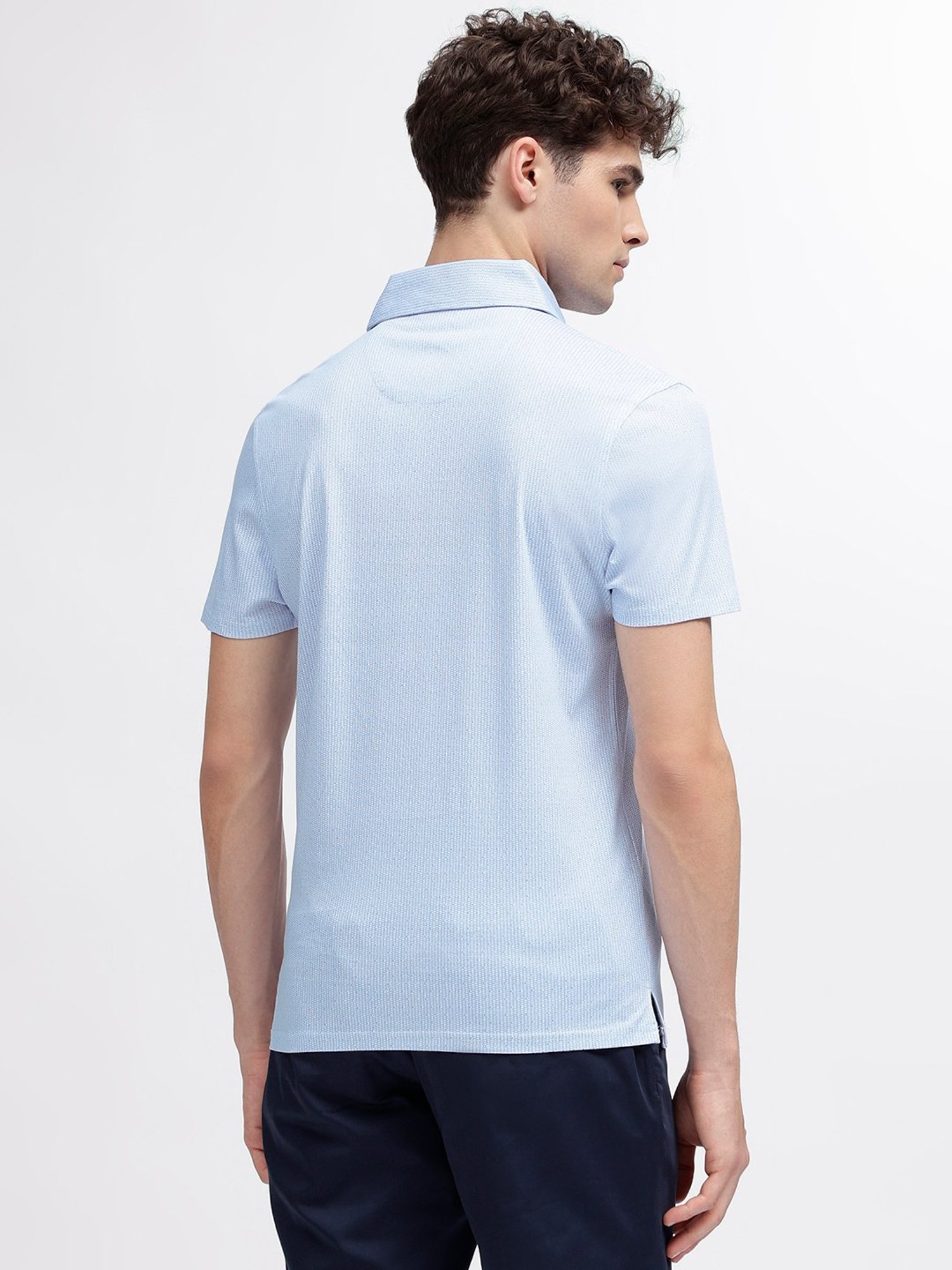 Bruun & Stengade Sky Blue Regular Fit Cotton Polo T-Shirt