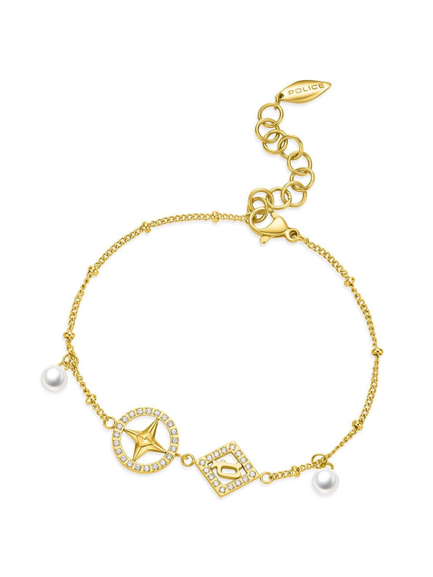 Police Sheeny Golden & White Flexible Fit Bracelet for Women