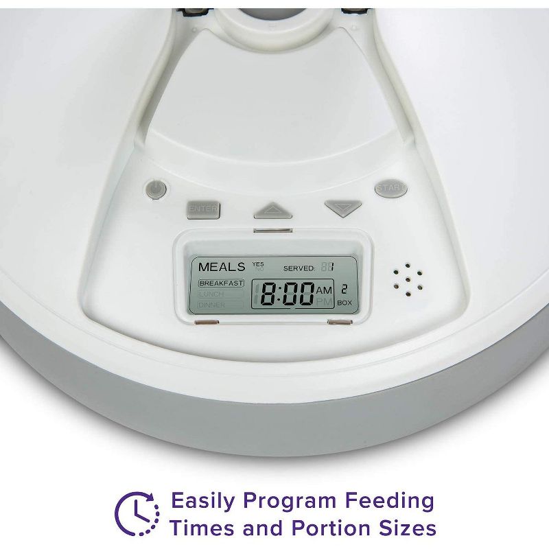 Pawple Automatic Pet Feeder, 6 Meal Food Dispenser for Small Animals with Programmable Digital Timer