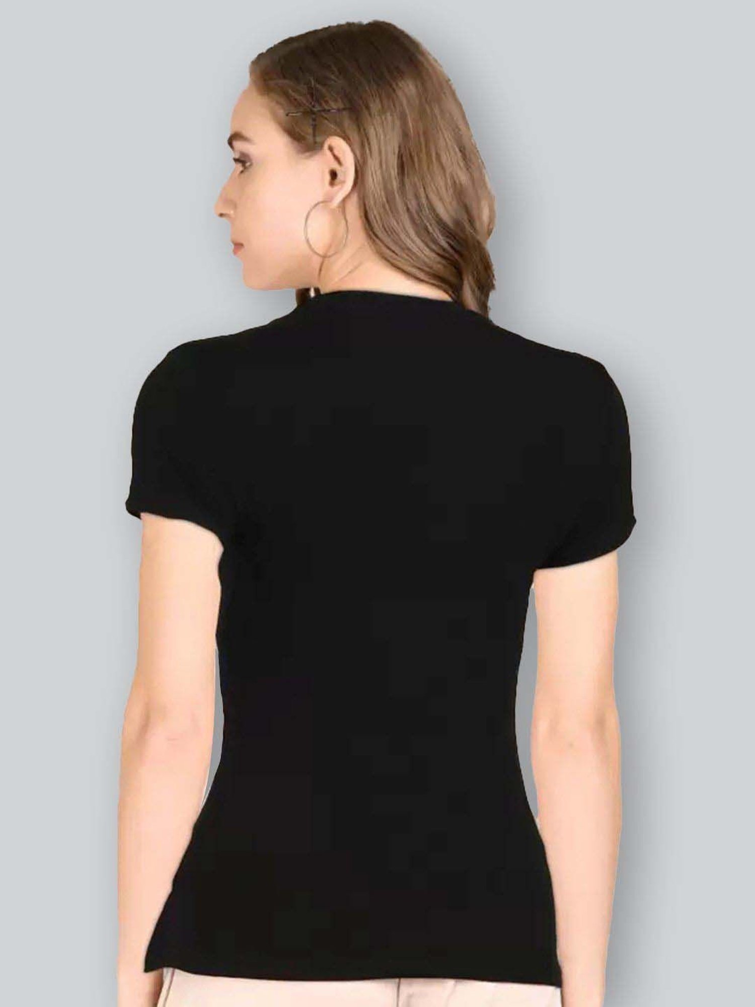 Lyra Black Cotton Printed T-Shirt