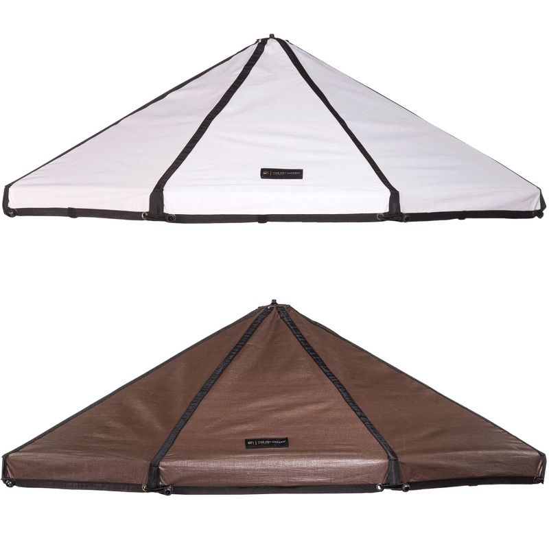 Advantek Pet 23207 5 Foot Outdoor Dog Gazebo Replacement Reversible Canopy Cover Tarp Umbrella Shade Top, Brown/White