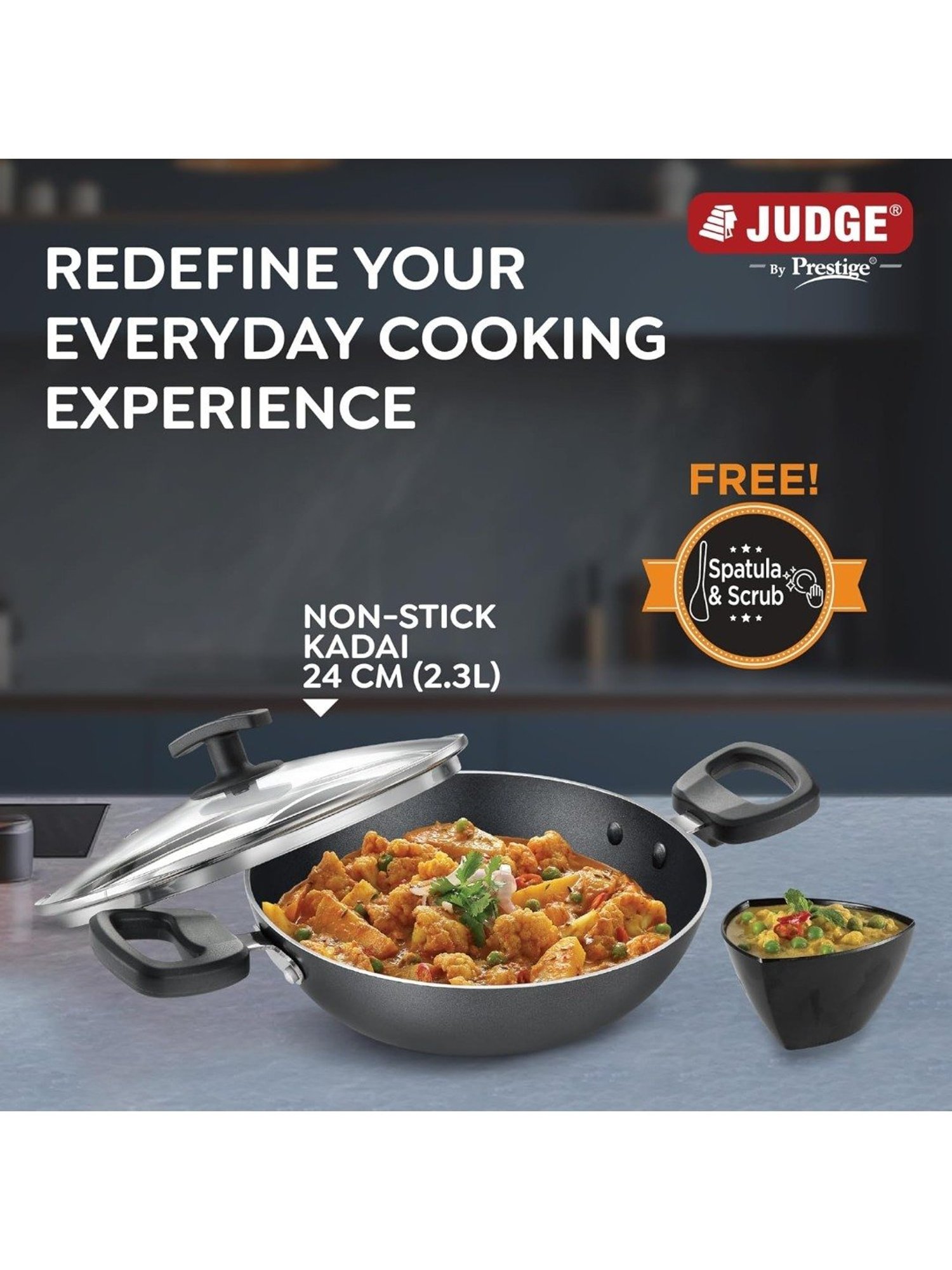 JUDGE Everyday Black Aluminium 20 cm Deep Appachatty With Lid (0.8 L)