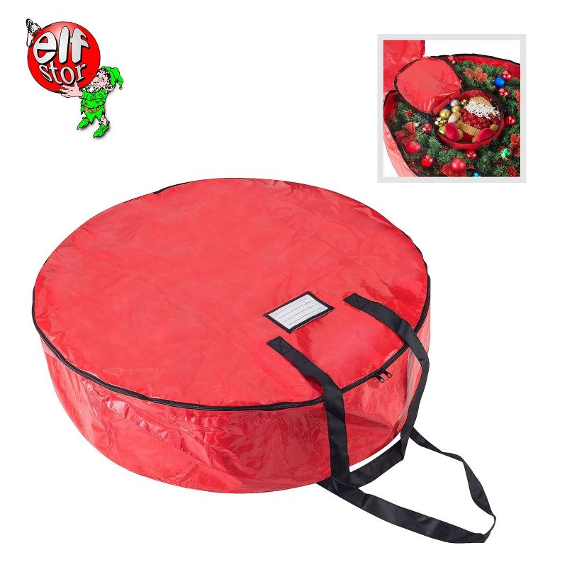 36" Holiday Christmas Wreath Storage Bag Red - Elf Stor