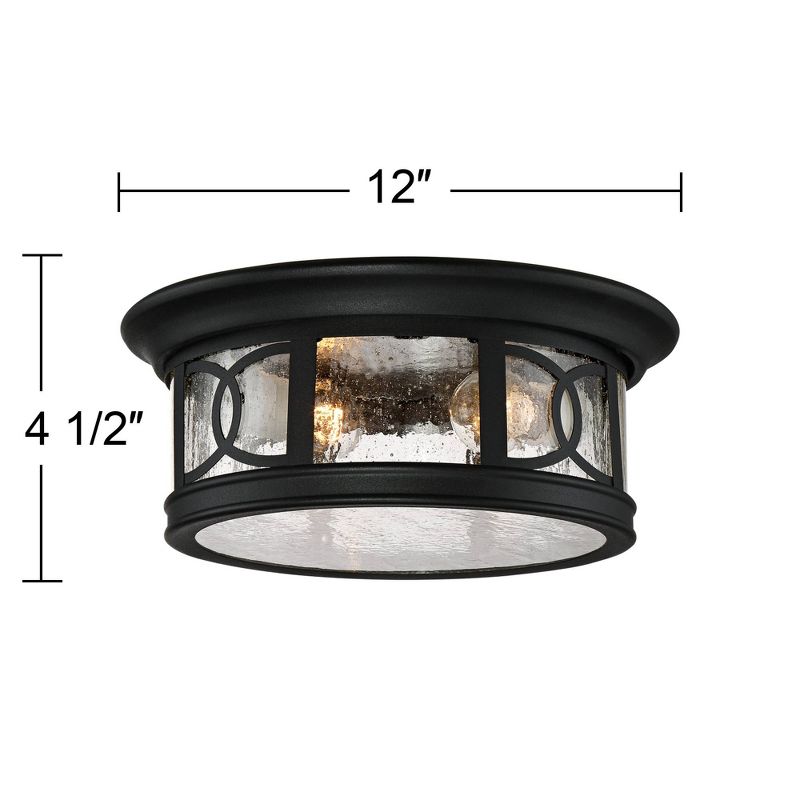 John Timberland Outdoor Ceiling Light Fixture Black 12" Seedy Glass for Exterior House Porch