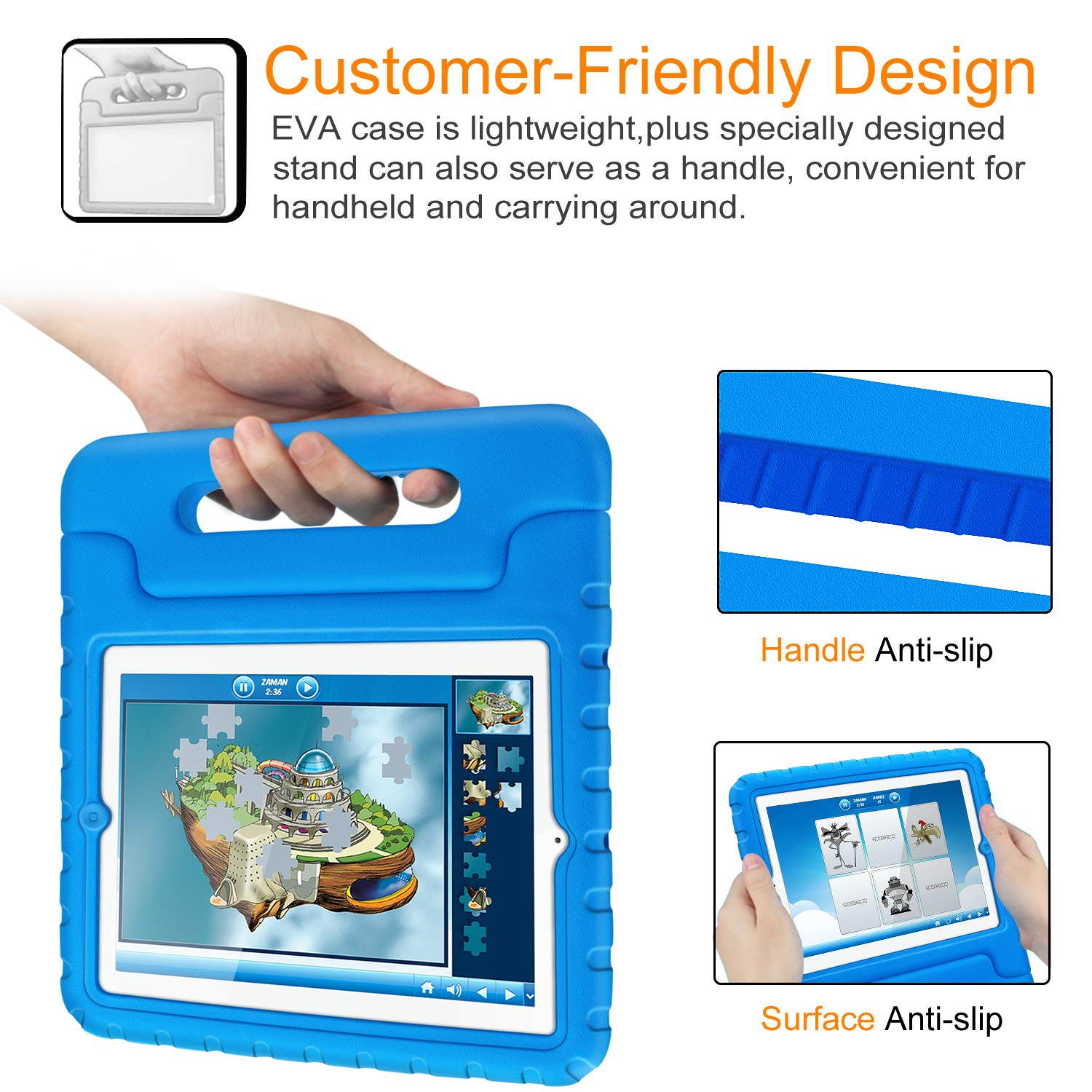 Fintie Kiddie Case for iPad 2/3/4 (Old Model) - Light Weight Shock Proof Convertible Handle Stand Kids Friendly for iPad 4th Generation with Retina Display, iPad 3 & iPad 2 - Blue