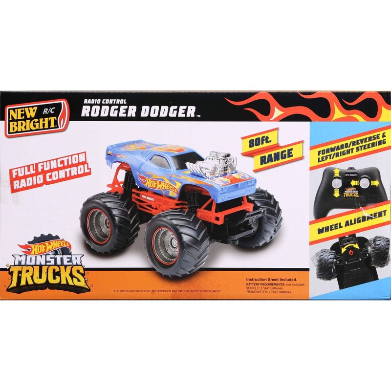 New Bright 1:24 RC Monster Truck Hot Wheels Rodger Dodger