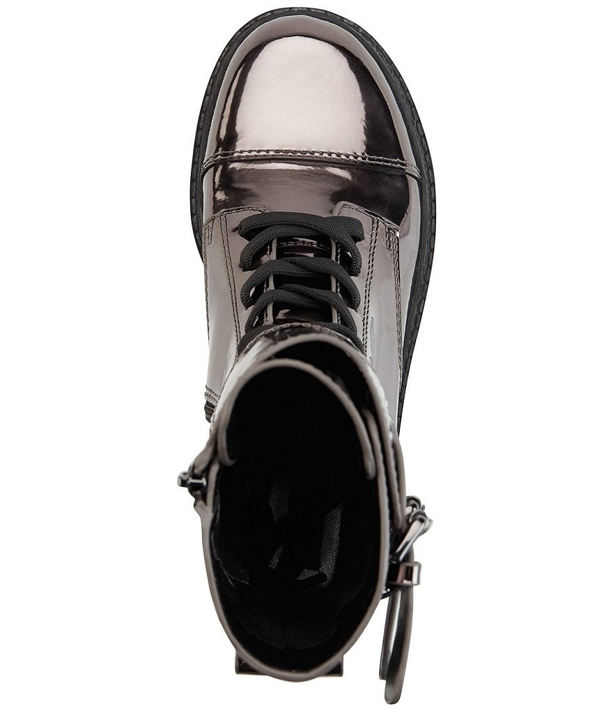 DKNY Bart Metallic Patent Combat Lug Sole Booties