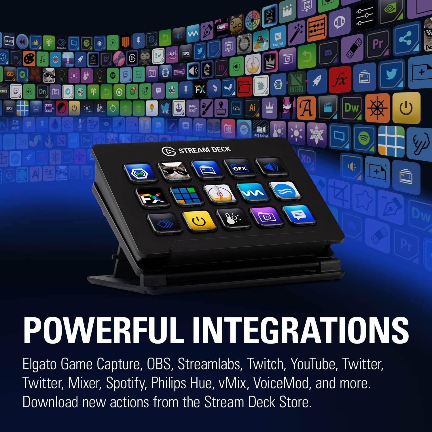 Elgato Stream Deck - Live Content Creation Controller with 15 Customizable LCD Keys, Adjustable Stand, for Windows 10 and macOS 10.13 or late