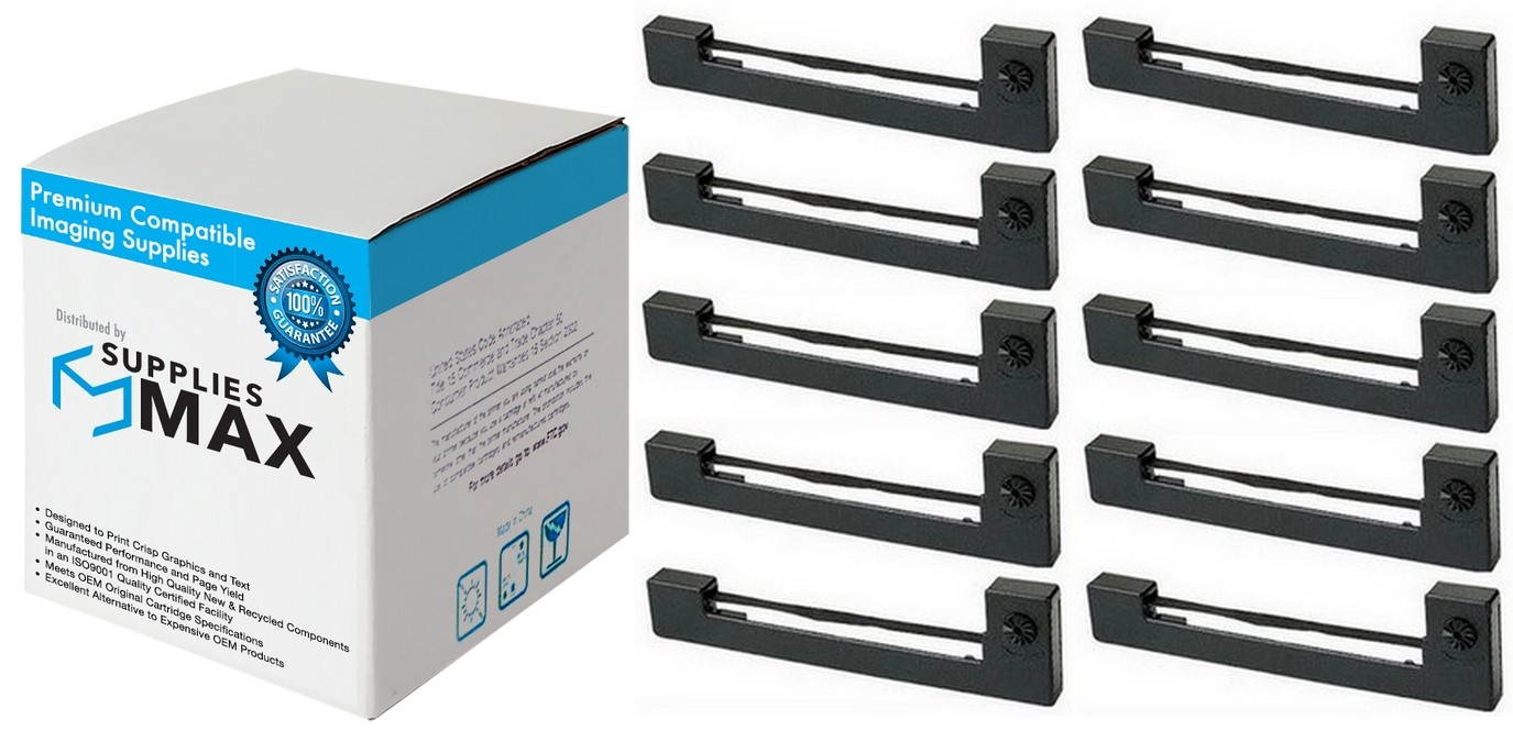SuppliesMAX Compatible Replacement for M150/160/170/180/185/190/195 Black P.O.S. Printer Ribbons (10/PK) (16001B_10PK)