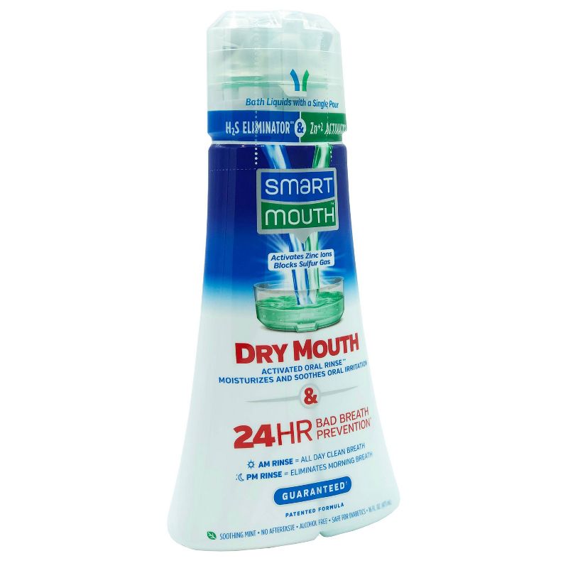 SmartMouth Dry Mouth Mouthwash Re-hydrating Oral Rinse for Dry Mouth and Bad Breath - Mint Flavor - 16 fl oz