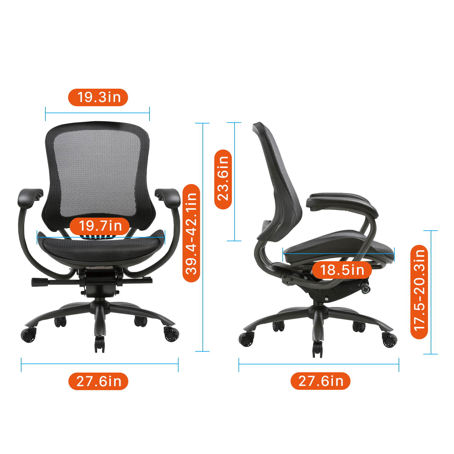 CLATINA LYL Series Ergonomic High Mesh Swivel Executive Chair with Adjustable Height Arm Rest and Lumbar Support Back for Home Office