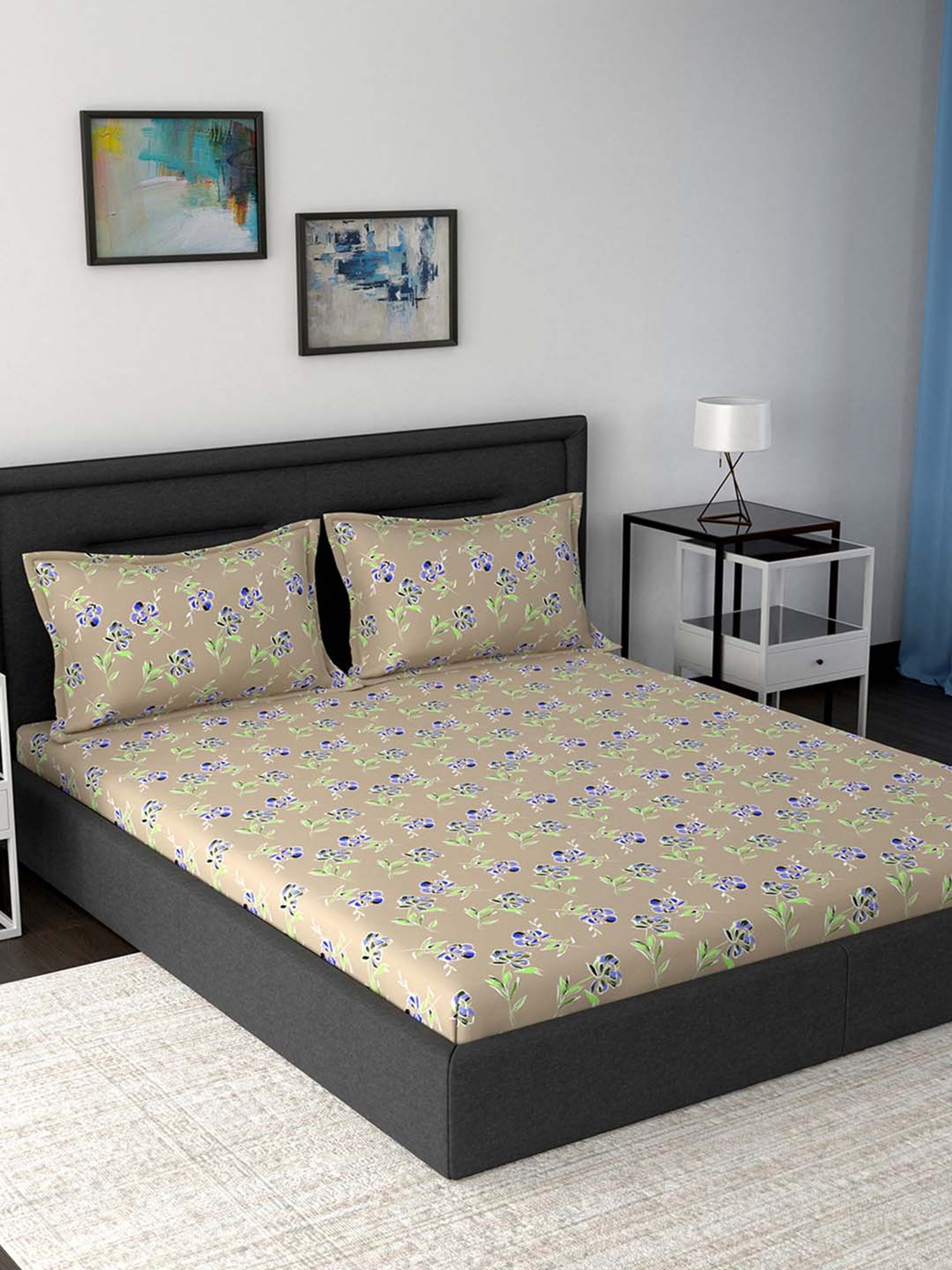 Maspar Modern Sanctuary Beige Cotton 160 TC Bed Sheet Set