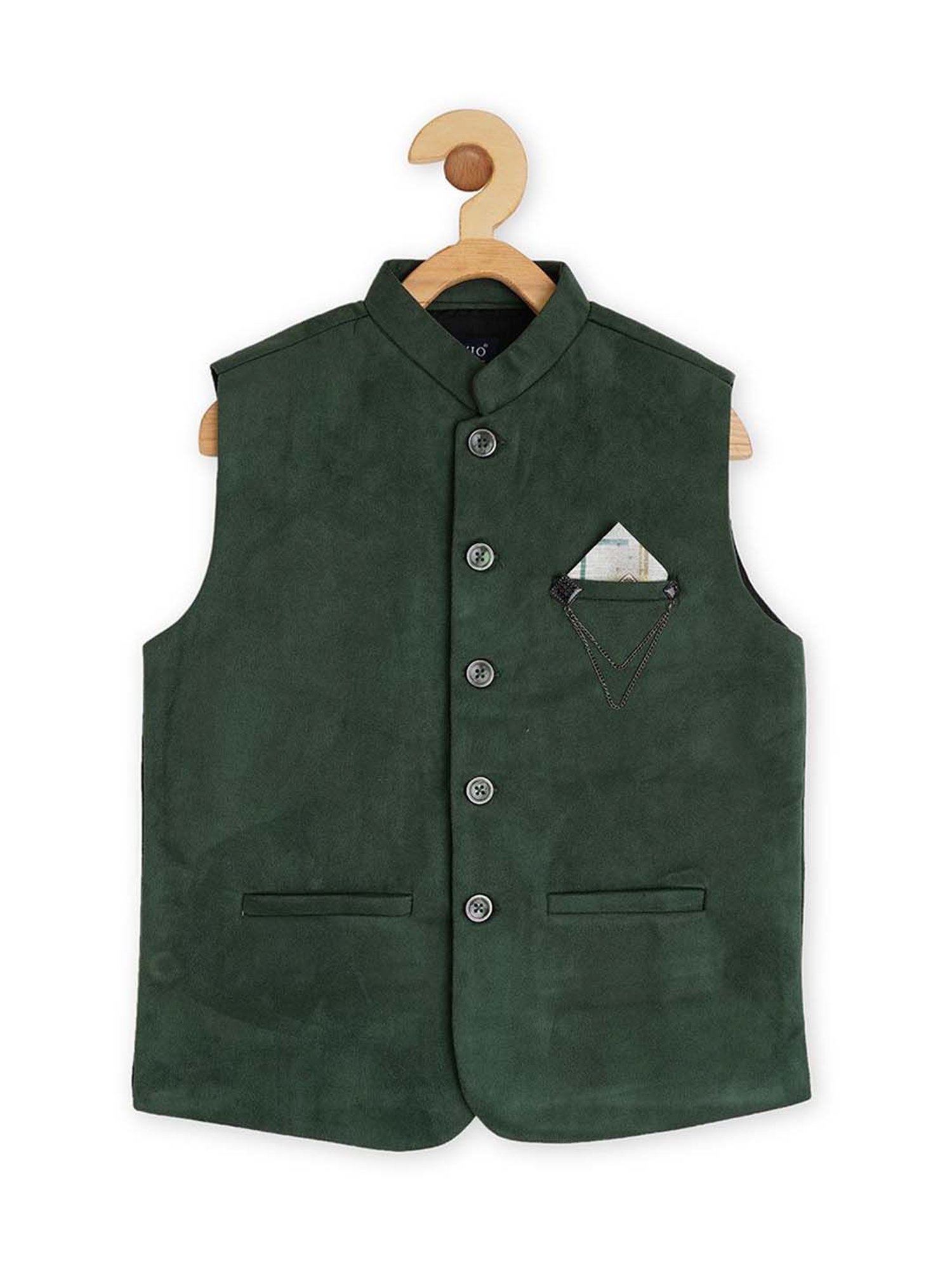 Cavio Kids Green & Off-White Cotton Regular Fit Shirt Set