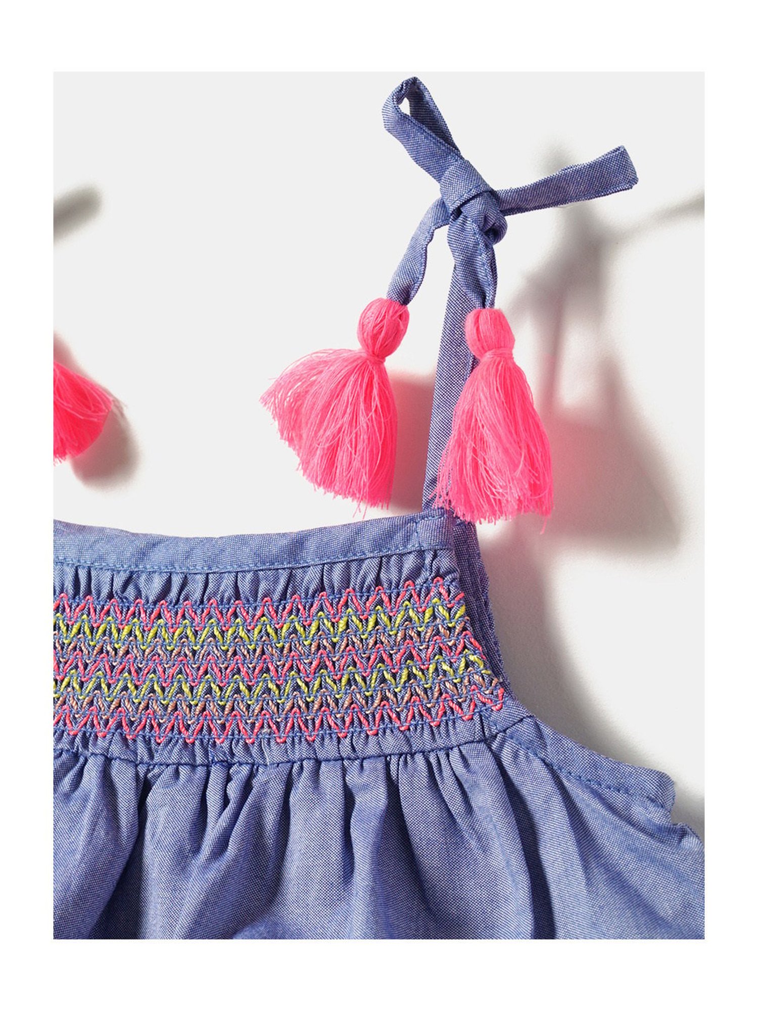 Nauti Nati Kids Blue Embroidered Dress