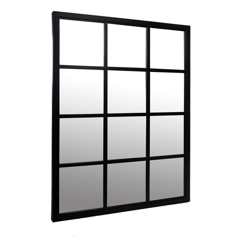 23"x30" Classic Black Windowpane Decorative Wall Mirror Black - Patton Wall Decor