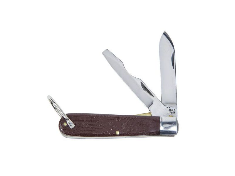 KLEIN TOOLS 1550-2 Pocket Knife, Spear, Plastic with Faux Wood Grain, 6-5/8" L.