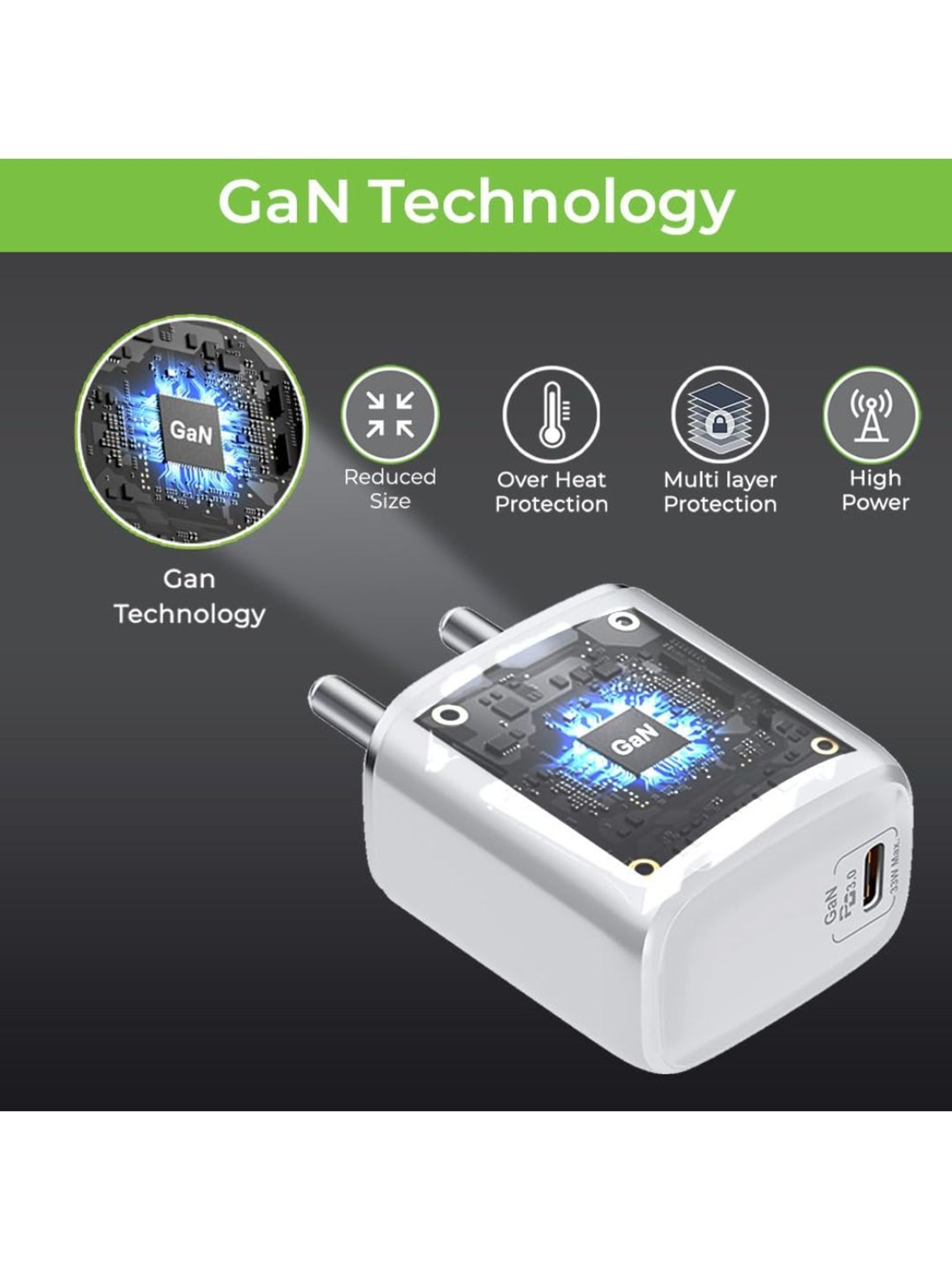 UltraProlink UM1102L Boost PD33L 33W GaN Charger With Type C Port, Type C to iPhone Cable (White)