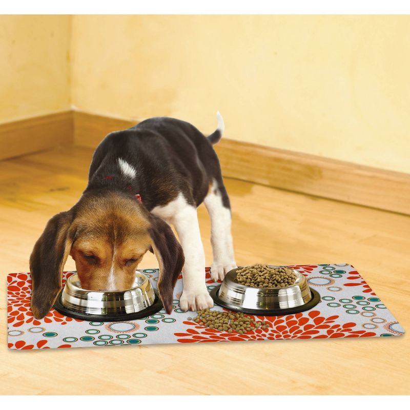 Drymate Dog and Cat Feeding Placemat - Blossoms Orange & White