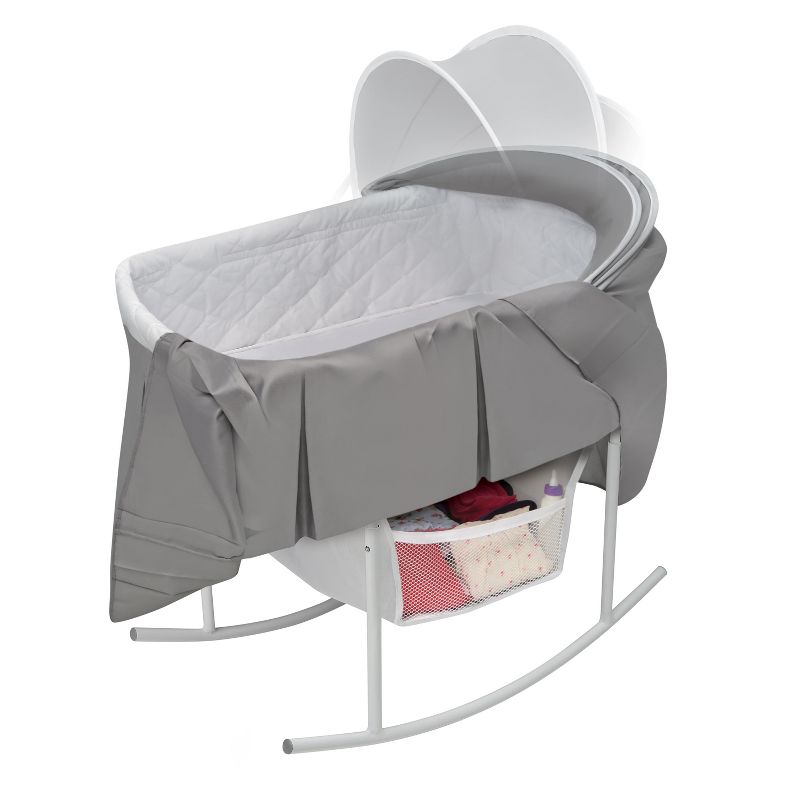 Badger Basket Cuddles Rocking Doll Bassinet - Gray/White