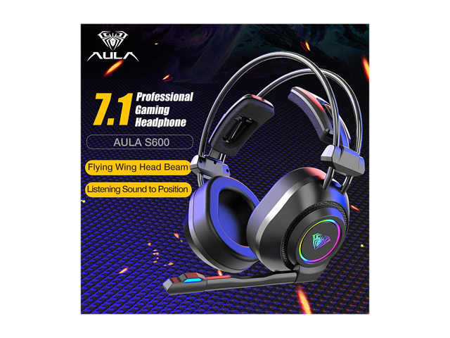 AULA S603 Wired Gaming Headset with Microphone Surround Sound, USB Dual 3.5mm Corded Volume Control Over-Ear Games Headphones, HD Noise Cancelling Mic for Phone PC/MAC Laptop
