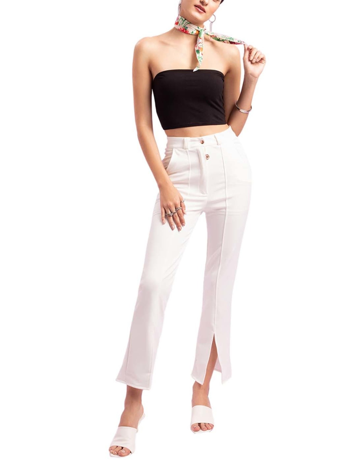 KENDALL + KYLIE White Mid Rise Bootcut Pants