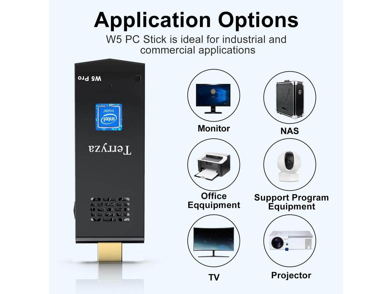 PC Stick 8GB DDR3/120GB eMMC Intel Atom Z8350 Windows 10 Pro 64bit Mini Computer Stick, Support Auto-on After Power Failure, Dual Band WiFi 2.4/5G,4K HD, BT 4.2